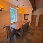 Dining area inside the luxury chapel holiday home